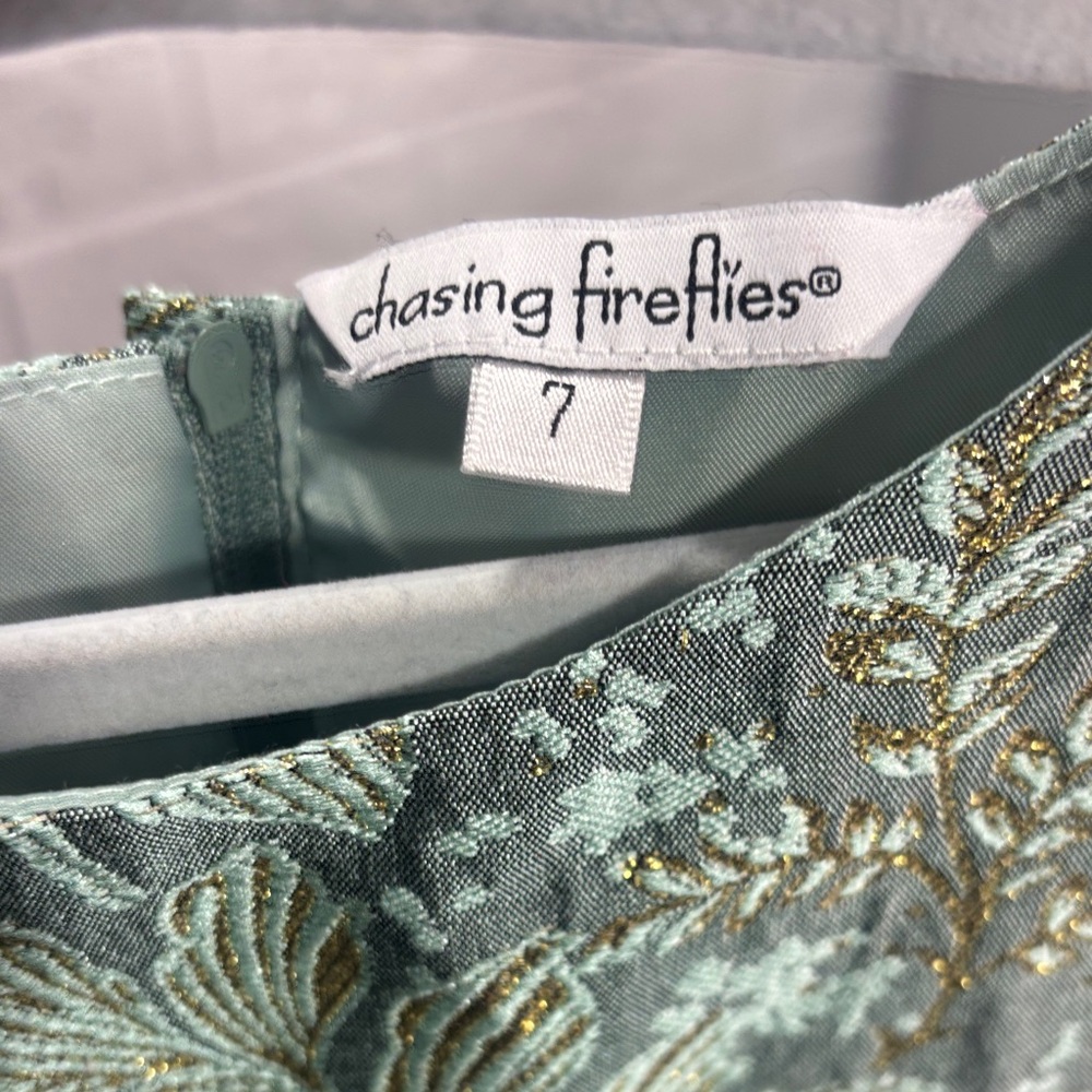 Chasing Fireflies Green and Gold Floral Dress - Picture 2 of 10